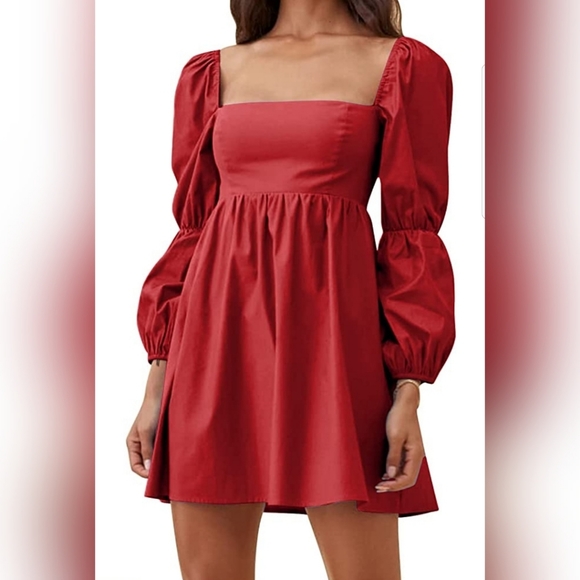 Vrtige Women's 2025 Square Neck Long Sleeve Smocked Back Maxi Dress - Empire Waist Flared A-Line - Perfect For Casual & Dressy Occasions - View #5